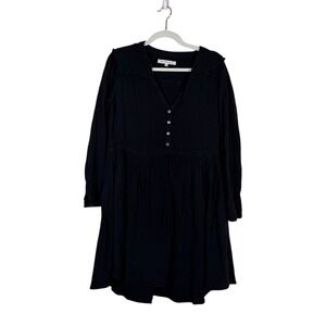 Xirena Womens‎ Cotton Gauzy Long Sleeve Dress Black Boho Beachy Resort Size XS